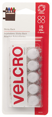 6 Pack - VELCRO(R) Brand Sticky Back Coins .625" 15/Pkg-White - 90070 - 075967900700