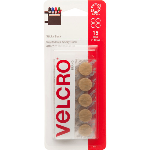 6 Pack VELCRO(R) Brand Sticky Back Coins .625" 15/Pkg-Beige 90071 - 075967900717