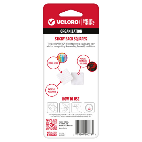 6 Pack VELCRO(R) Brand Sticky Back Squares .875" 12/Pkg-White 90073