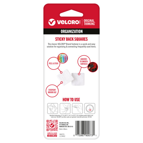 6 Pack - VELCRO(R) Brand Sticky Back Squares .875" 12/Pkg-White - 90073