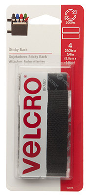 6 Pack - VELCRO(R) Brand Sticky Back Tape .75"X3.5" 4/Pkg-Black - 90075 - 075967900755