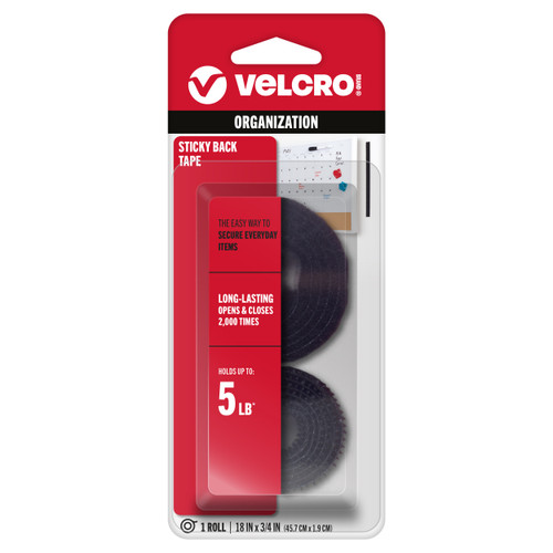 6 Pack - VELCRO(R) Brand Sticky Back Tape .75"X18"-Black - 90078 - 075967900786