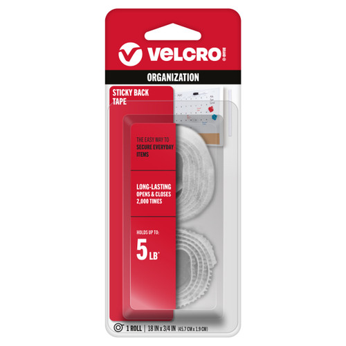 6 Pack - VELCRO(R) Brand Sticky Back Tape .75"X18"-White - 90079 - 075967900793