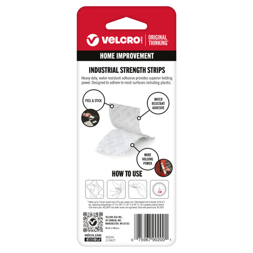 6 Pack VELCRO(R) Brand Industrial Strength Tape 4"X2" 2/Pkg-White 90200