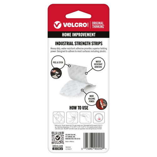 6 Pack - VELCRO(R) Brand Industrial Strength Tape 4"X2" 2/Pkg-White - 90200