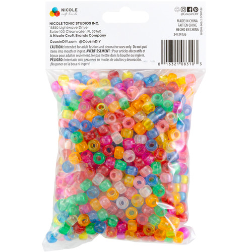 3 Pack - CousinDIY Fun Pack Acrylic Pony Beads 700/Pkg-Transparent Rainbow - CCMIX-34136