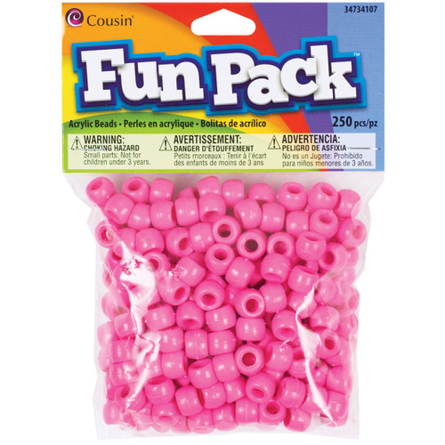 6 Pack - CousinDIY Fun Pack Acrylic Pony Beads 250/Pkg-Pink - A50026M1-34107 - 016321082809 6 Pack - CousinDIY Fun Pack Acrylic Pony Beads 250/Pkg-Pink - A50026M1-34107 - 016321082809