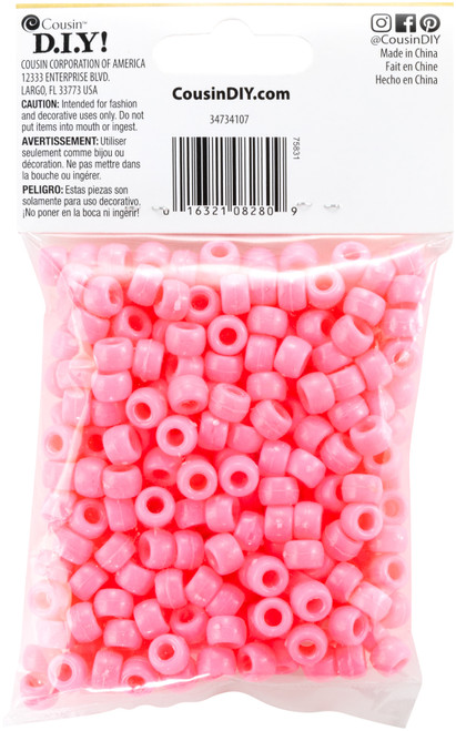 6 Pack - CousinDIY Fun Pack Acrylic Pony Beads 250/Pkg-Pink - A50026M1-34107 6 Pack - CousinDIY Fun Pack Acrylic Pony Beads 250/Pkg-Pink - A50026M1-34107