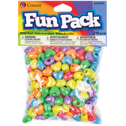 6 Pack - CousinDIY Fun Pack Acrylic Heart Beads 210/Pkg-Assorted Colors - 34734110 - 016321082830