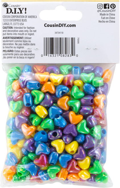 6 Pack - CousinDIY Fun Pack Acrylic Heart Beads 210/Pkg-Assorted Colors - 34734110