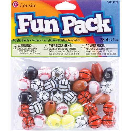 6 Pack Fun Pack Acrylic Sports Beads 1oz-Assorted Balls -34734124 - 016321082977
