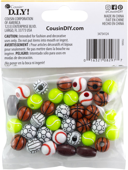 6 Pack - CousinDIY Fun Pack Acrylic Sports Beads 1oz-Assorted Balls - 34734124 6 Pack - CousinDIY Fun Pack Acrylic Sports Beads 1oz-Assorted Balls - 34734124
