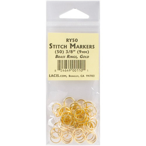 2 Pack - Lacis Brass Ring Stitch Markers-3/8" 50/Pkg - RY50GOLD - 824649001101 2 Pack - Lacis Brass Ring Stitch Markers-3/8" 50/Pkg - RY50GOLD - 824649001101