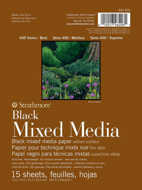 Strathmore 400 Series Mixed Media Pad - Black 6"X8"-15 Sheets - 62462506 - 012017462061