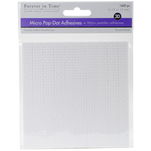 6 Pack MultiCraft 3D Pop Dots Dual-Adhesive Micro Foam Adhesives-White Round, .12" 1600/Pkg -PD100 - 775749205299