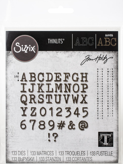 Sizzix Thinlits Dies By Tim Holtz-Alphanumeric Tiny Type Upper 664406 - 630454260929