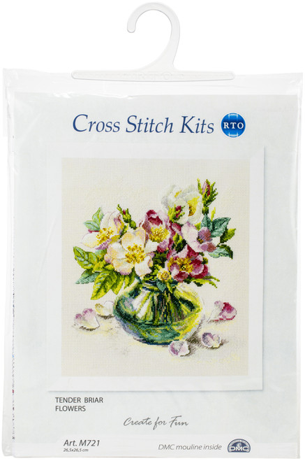 RTO Counted Cross Stitch Kit 10.43"X10.43"-Tender Briar Flowers (14 Count) M721 - 4603643222660