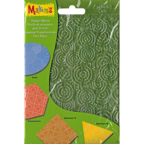 3 Pack Makin's Clay Texture Sheets 7"X5.5" 4/Pkg-Set H (Coils, Connectors & Abstracts) -M380-8 - 656290380089