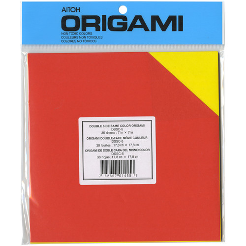 3 Pack Aitoh Origami Paper 7"X7" 36/Pkg-Assorted Double Sided Colors DSSC-5 - 762867014551