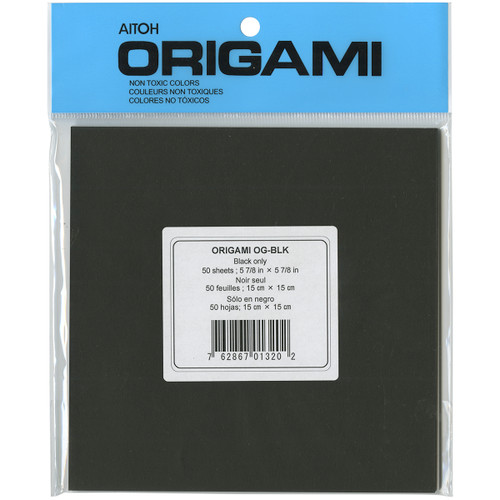 4 Pack Aitoh Origami Paper 5.875"X5.875" 50/Pkg-Black OG-BLK - 762867013202