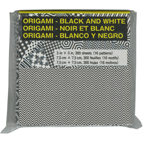 3 Pack Aitoh Origami Paper 3"X3" 300/Pkg-Black & White US-PA-3 - 762867014704
