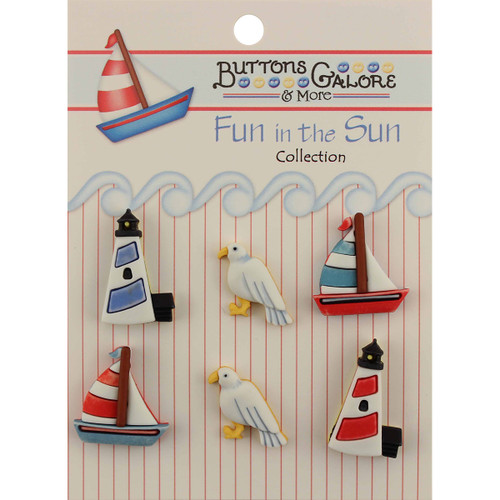 6 Pack - Buttons Galore Fun In The Sun Buttons-Ocean View - FN-106 - 840934098168