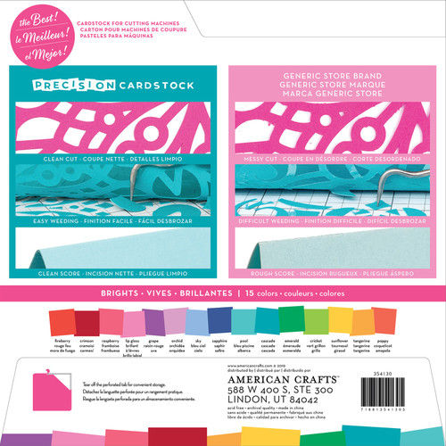 American Crafts Precision Cardstock Pack 80lb 12"X12" 60/Pkg-Bright/Textured - AC354130