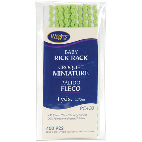 3 Pack - Wrights Baby Rickrack .25"X4yd-Leaf Green - 117-400-922 - 070659553868