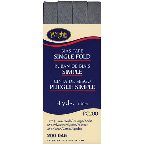 3 Pack Wrights Single Fold Bias Tape .5"X4yd-Light Gray 117-200-045 - 070659723605