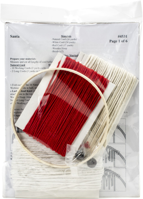 Design Works/Zenbroidery Macrame Wall Hanging Kit 6"X18"-Santa - DW4531 Design Works/Zenbroidery Macrame Wall Hanging Kit 6"X18"-Santa - DW4531