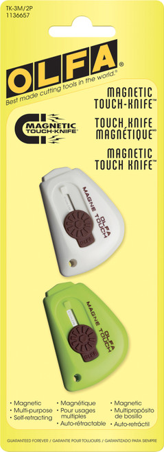 OLFA Magentic Touch Knife 2/Pkg-Green/White TK-3M2P - 091511220797