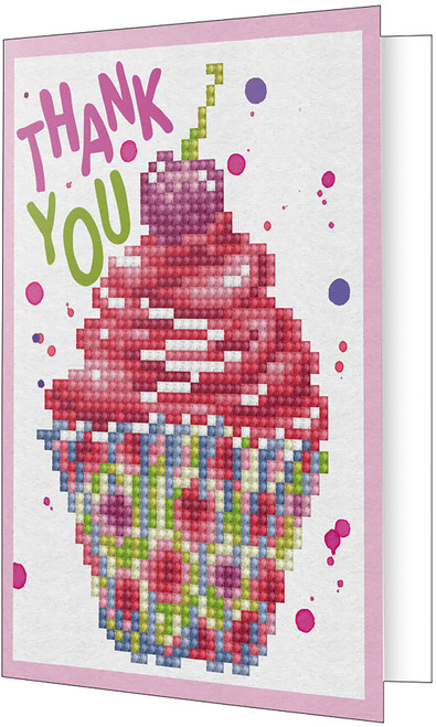 3 Pack Diamond Dotz Diamond Art Greeting Card Kit 5"X7"-Cupcake Thank You DDG025