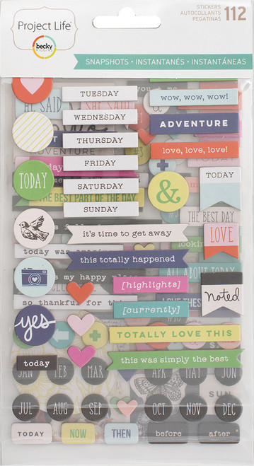 3 Pack Project Life Chipboard Stickers-Snapshots 380862 - 718813808620