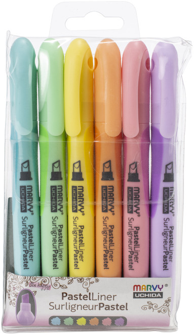 2 Pack - Uchida Pastel Liner Highlighter 6/Pkg-Assorted Colors - 8000-6P - 028617908304