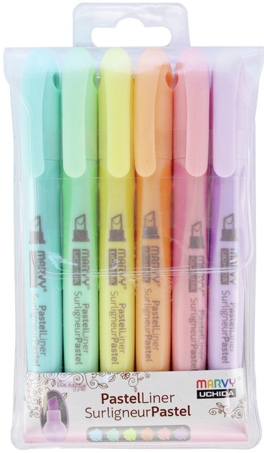 2 Pack - Uchida Pastel Liner Highlighter 6/Pkg-Assorted Colors - 8000-6P
