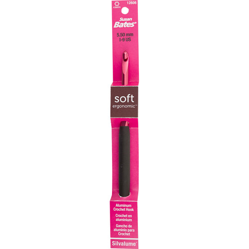 6 Pack - Susan Bates Silvalume Soft Handle Aluminum Crochet Hook 5.5"-Size I9/5.5mm - 12606-I 9 - 077216000315 6 Pack - Susan Bates Silvalume Soft Handle Aluminum Crochet Hook 5.5"-Size I9/5.5mm - 12606-I 9 - 077216000315