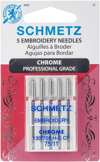 10 Pack - Schmetz Chrome Embroidery Machine Needles-Size 75/11 5/Pkg - 4045 - 036346140452