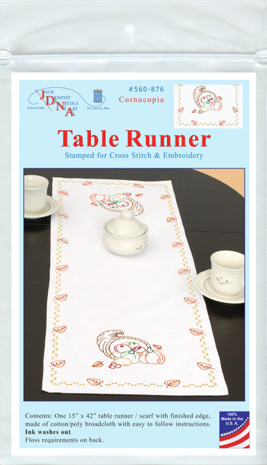 2 Pack Jack Dempsey Stamped Table Runner/Scarf 15"X42"-Cornucopia 560 876 - 013155348767