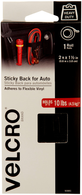 2 Pack Velcro(R) Brand Sticky Back For Auto Tape-Black 1.5"X2' 90881 - 075967908812