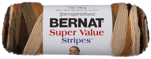 3 Pack Bernat Super Value Stripes Yarn-Beachwood 164173-73007 - 057355390928