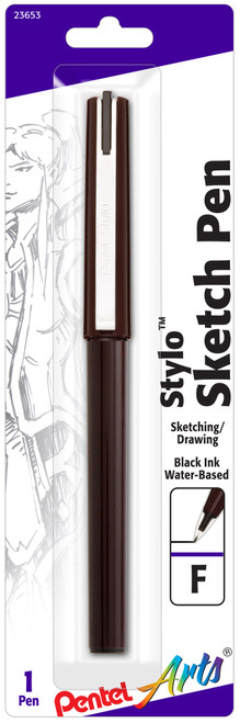 Pentel Arts Stylo Sketch Pen, Black Ink, 12 Count