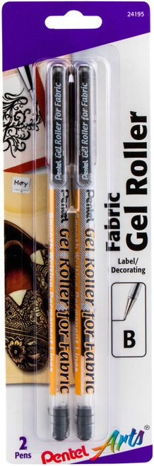 3 Pack - Pentel Arts Gel Roller Fabric Pens 1mm 2/Pkg-Black - BN15BP2A - 072512241950
