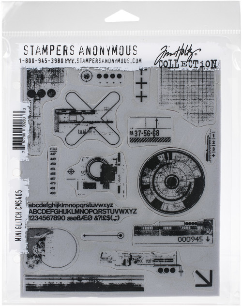 Tim Holtz Cling Stamps 7"X8.5"-Mini Glitch - CMS-LG-405 - 787790002833