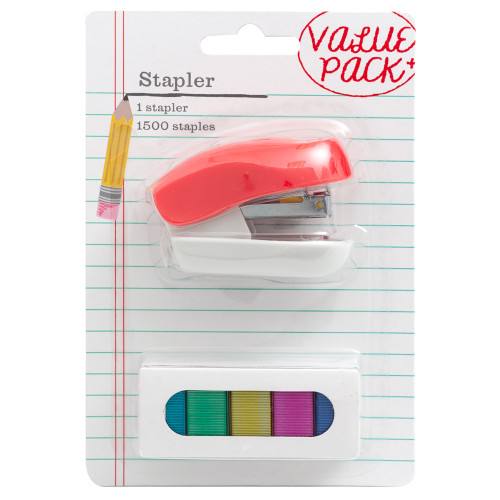 American Crafts Mini Stapler-With 1500 Multicolored Staples - 372225 - 718813722254