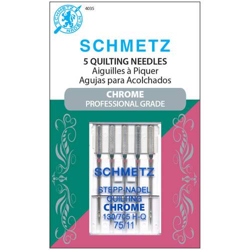 10 Pack - Schmetz Chrome Quilt Machine Needles-Size 75/11 5/Pkg - 4035 - 036346140353 10 Pack - Schmetz Chrome Quilt Machine Needles-Size 75/11 5/Pkg - 4035 - 036346140353
