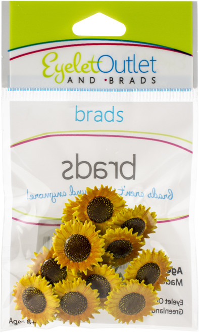 Eyelet Outlet Shape Brads 12/Pkg-Sunflower - QBRD2-127 - 810787025475 Eyelet Outlet Shape Brads 12/Pkg-Sunflower - QBRD2-127 - 810787025475