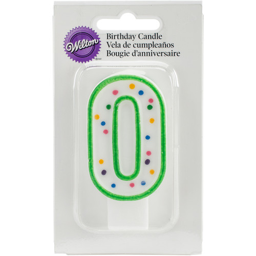 Wilton Polka Dot Numeral Birthday Candle 3" 1/Pkg-#0 Green W91-00 - 070896291004