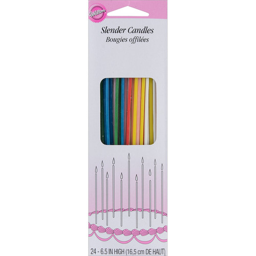 12 Pack Wilton Slender Candles 6.5" 24/Pkg-Assorted Colors W1188 - 070896281883