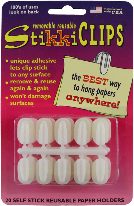 StikkiCLIPS Self-Stick Reusable Paper Holders 20/Pkg-White - ST01320 - 021869013208 StikkiCLIPS Self-Stick Reusable Paper Holders 20/Pkg-White - ST01320 - 021869013208