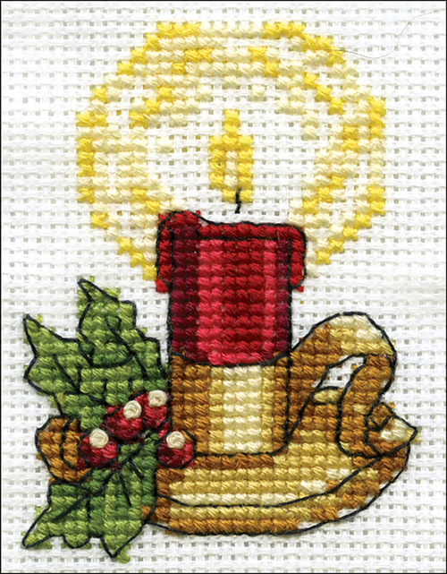3 Pack Design Works Counted Cross Stitch Kit 2"X3"-Candle (14 Count) DW532 - 021465005324